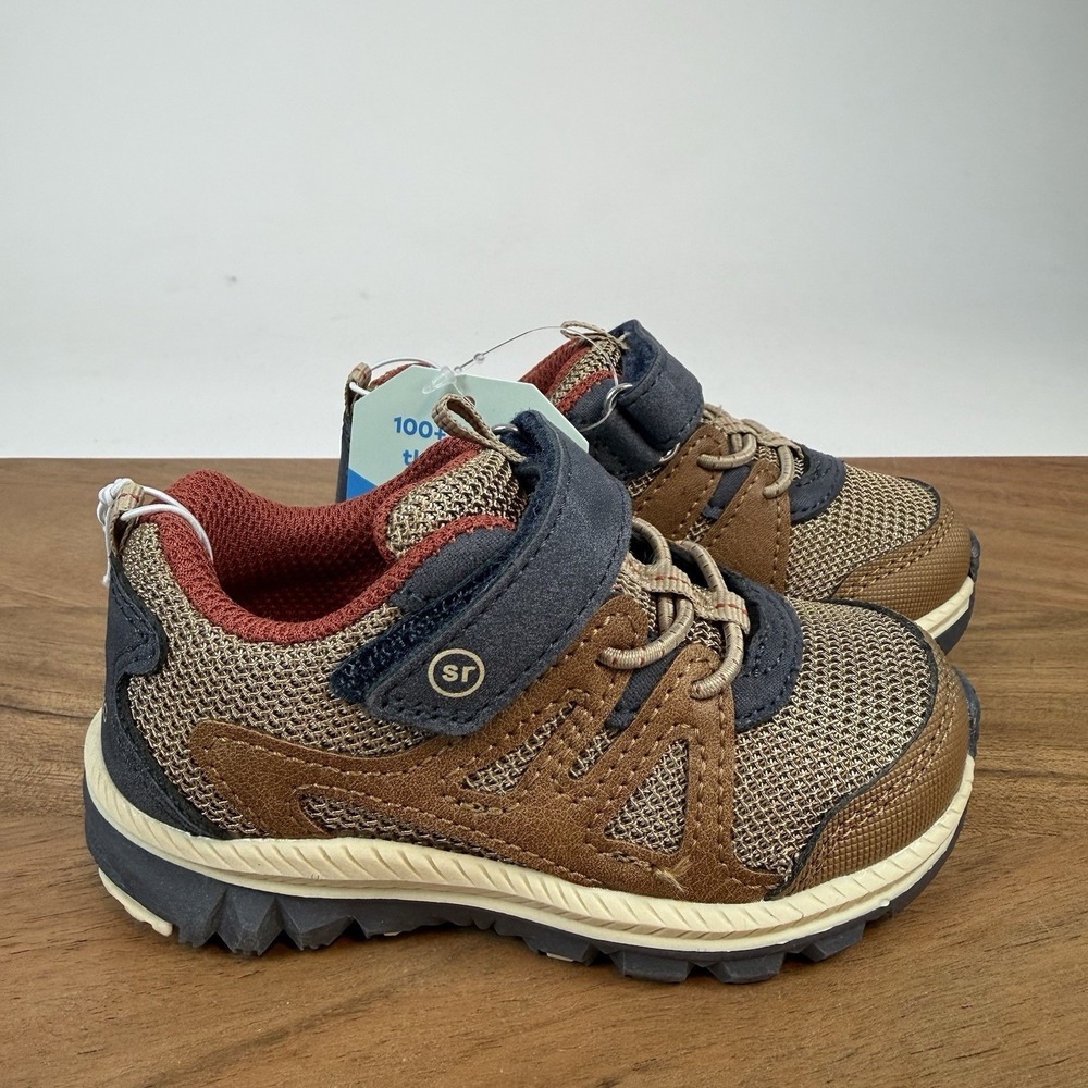New Little Kids Stride Rite Artin 4.0 Faux Leather Tan Sneakers Shoes Size 6 C